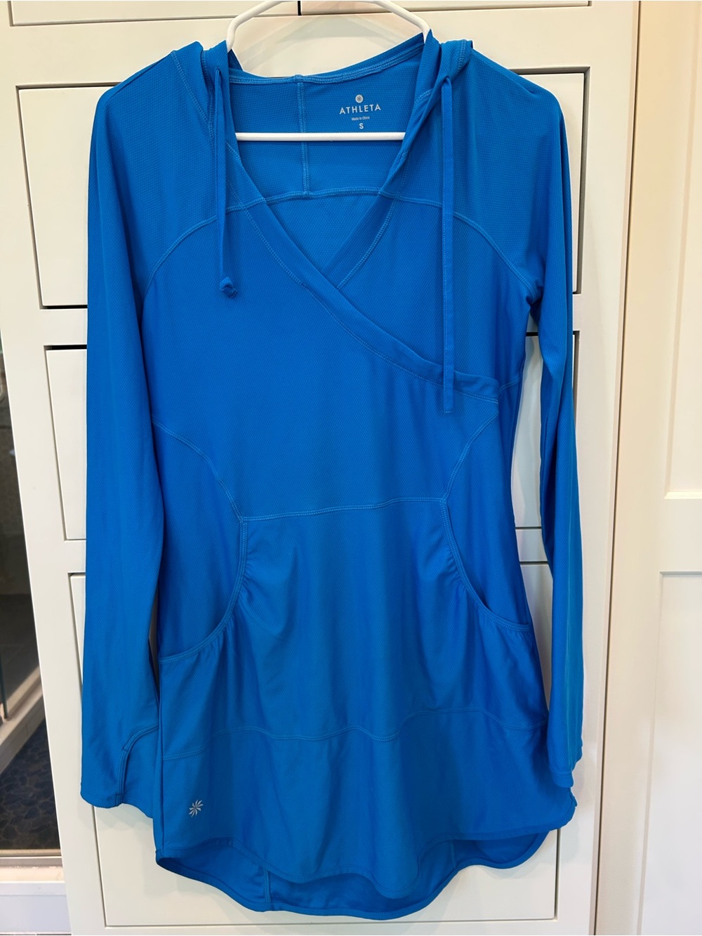 Athleta S Blue Hooded Swim Cover Up